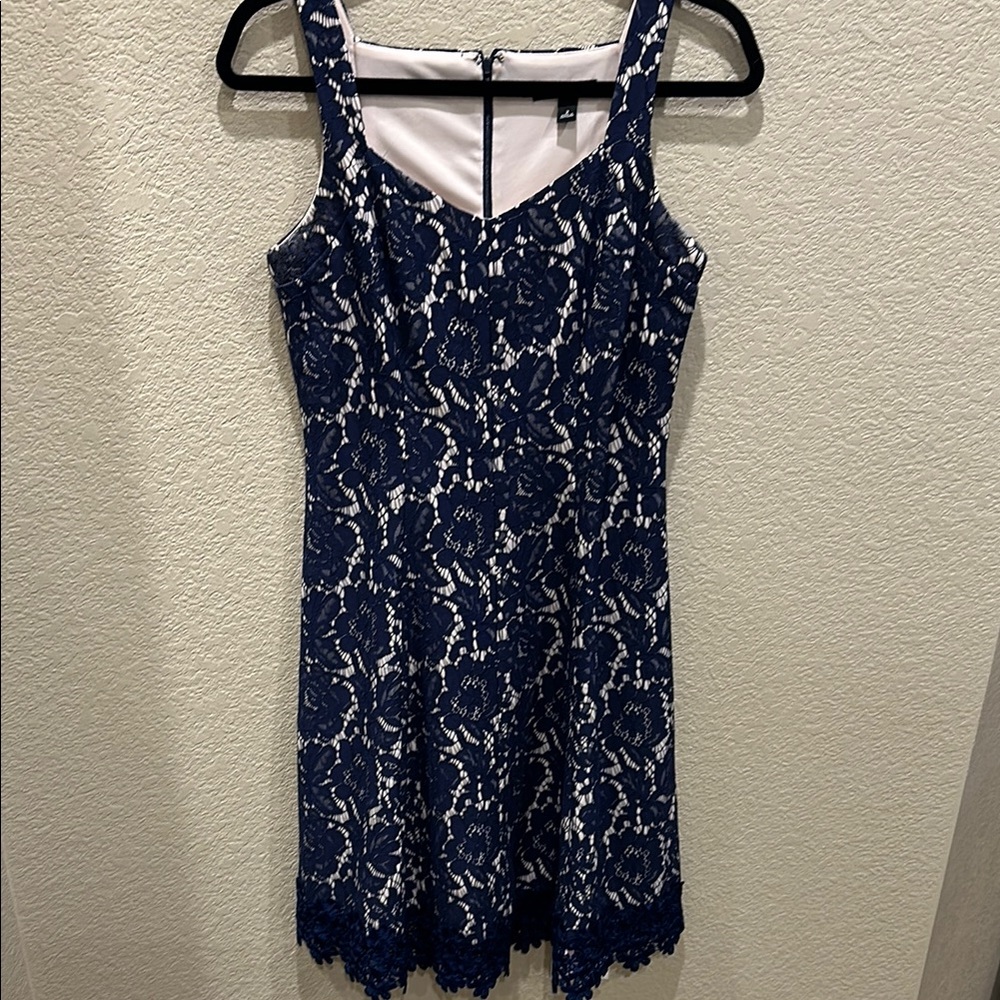 Elegant Navy Blue Lace Dress
